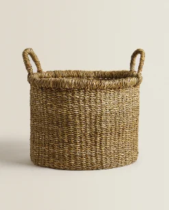 ZARA Home Large Seagrass Basket With Handles
