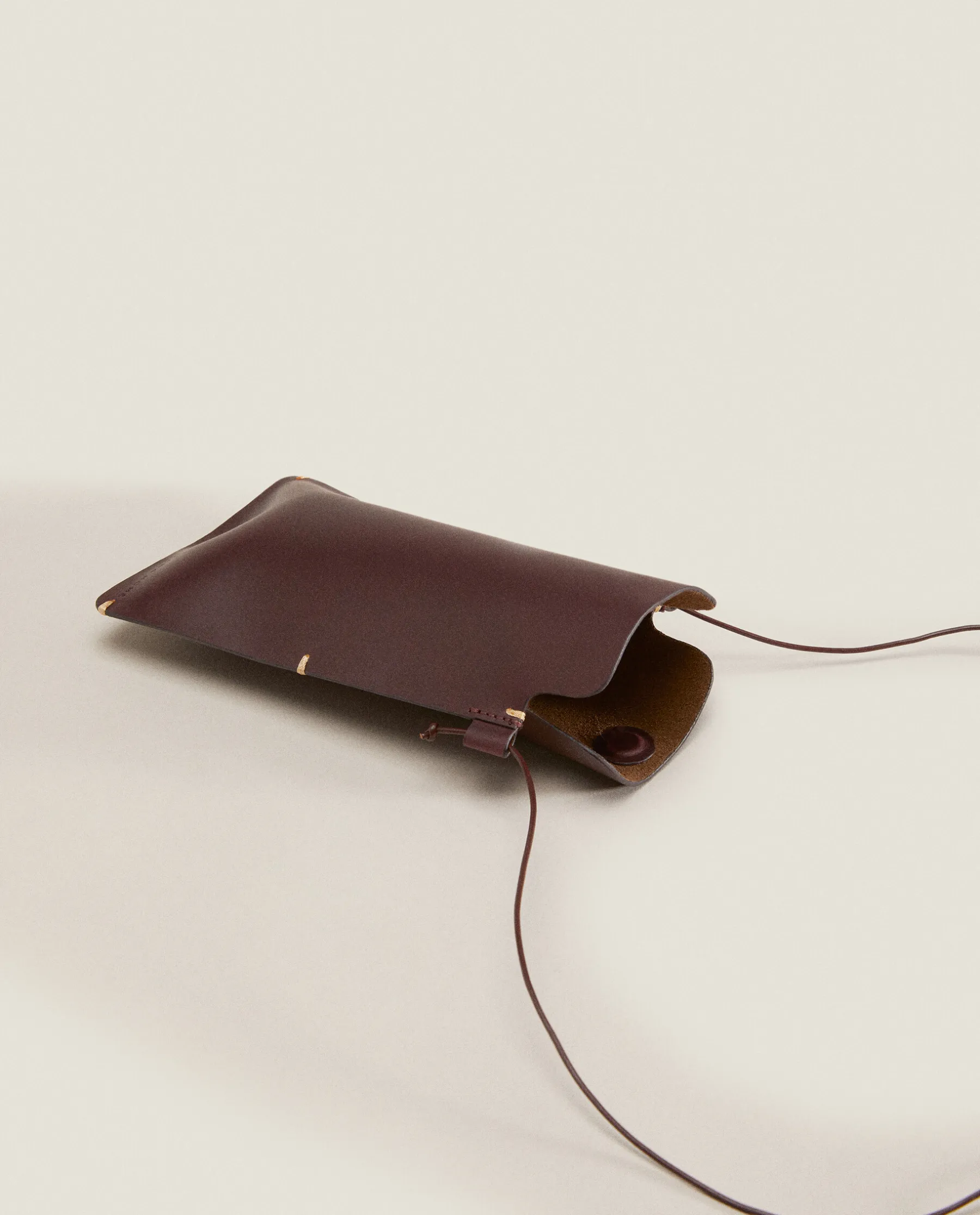 ZARA Home Leather Mobile Phone Case With Backstitching Detail