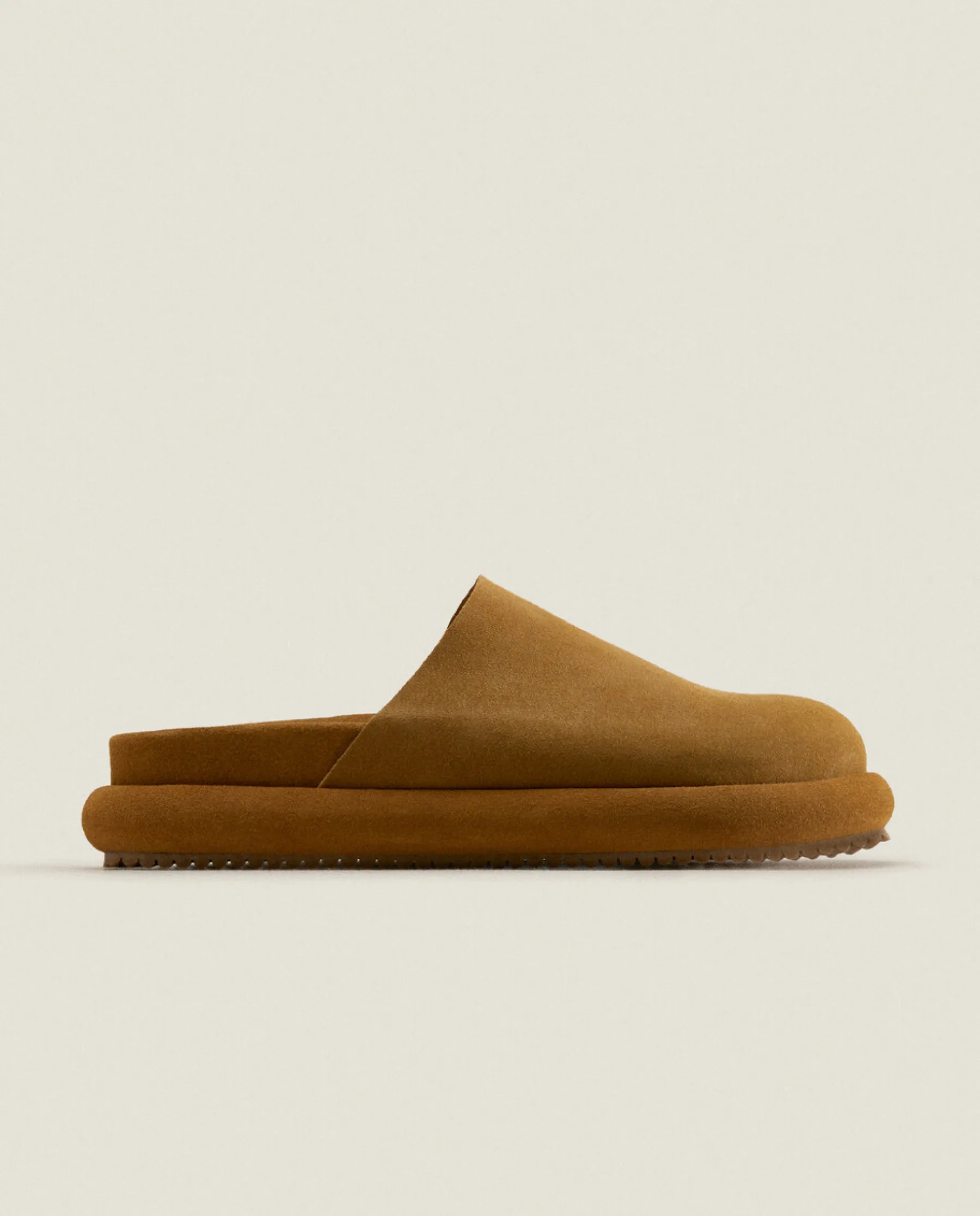 ZARA Home Leather Mule Slippers With Sole Detail