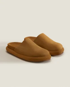 ZARA Home Leather Mule Slippers With Sole Detail