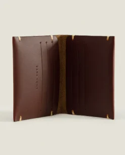 ZARA Home Leather Wallet With Topstiching Detail