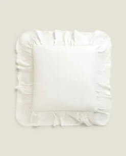 ZARA Home Linen Ruffle Throw Pillow Cover