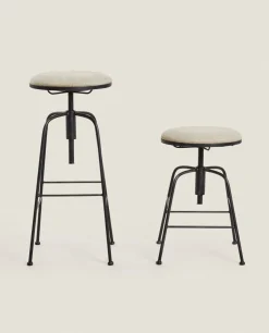 ZARA Home Linen Swivel Stool
