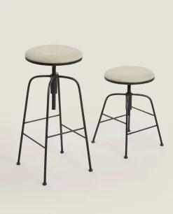 ZARA Home Linen Swivel Stool