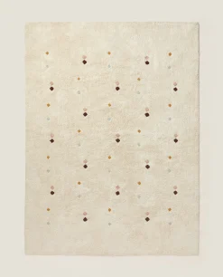 ZARA Home Multicolored Embroidered Check Rug