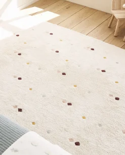 ZARA Home Multicolored Embroidered Check Rug