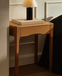 ZARA Home Oak Bedside Table With Drawer