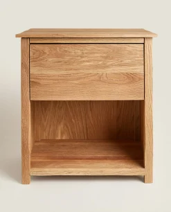 ZARA Home Oak Wood Bedside Table