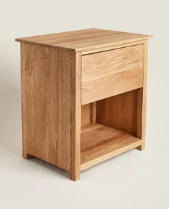 ZARA Home Oak Wood Bedside Table