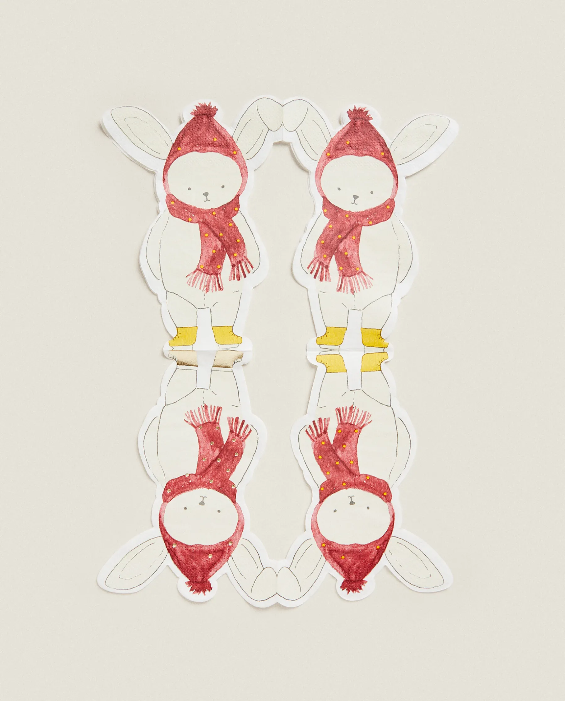 ZARA Home Pack Of Children'S Paper Napkins With Christmas Bunny Rabbit