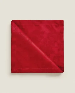 ZARA Home Pack Of Christmas Floral Jacquard Napkins