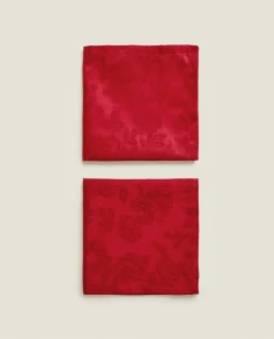 ZARA Home Pack Of Christmas Floral Jacquard Napkins
