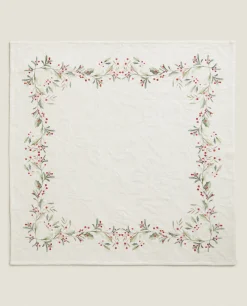 ZARA Home Pack Of Jacquard Cotton Napkins With Christmas Holly