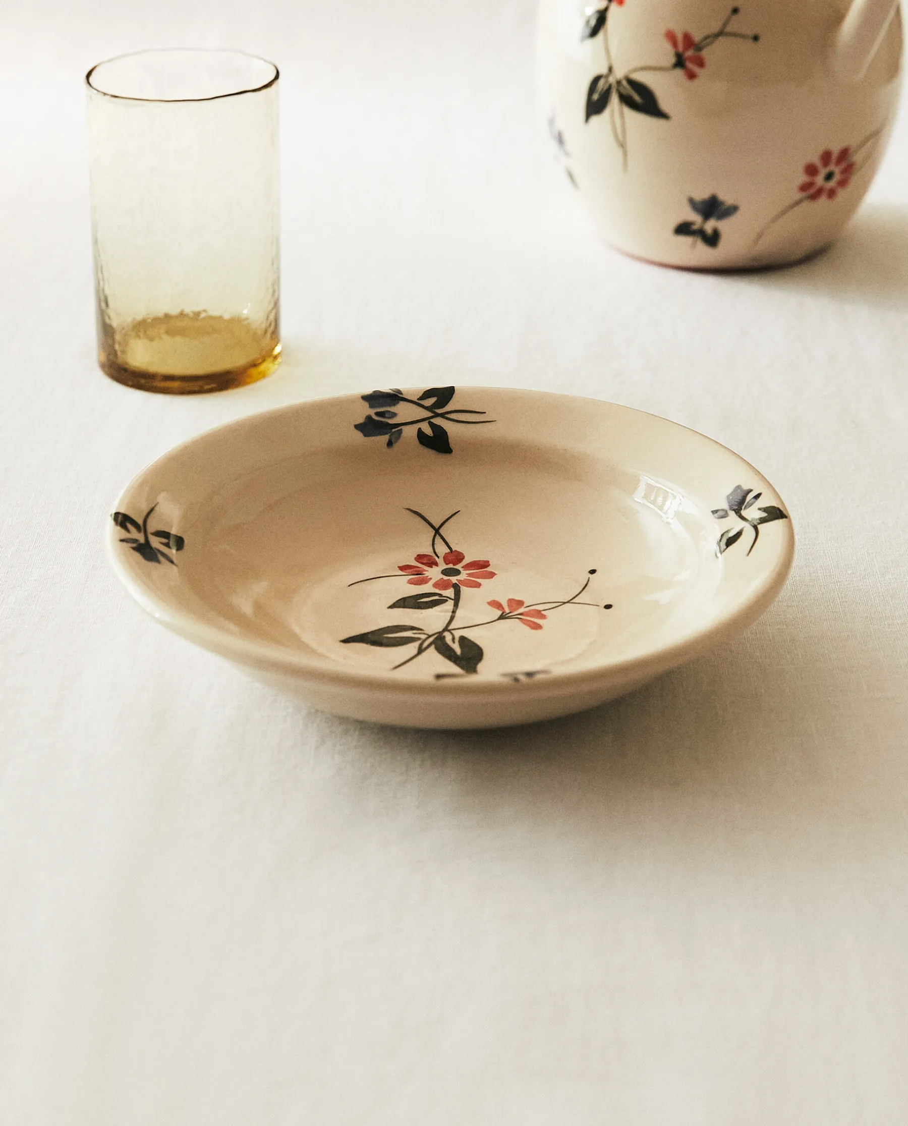 ZARA Home Painted Flower Soup Plate