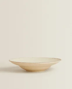 ZARA Home Porcelain Pasta Plate With Antique Finish Rim
