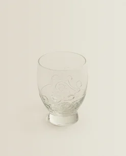 ZARA Home Raised Floral Design Glass Tumbler