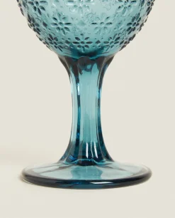 ZARA Home Raised Floral Design Wine Glass