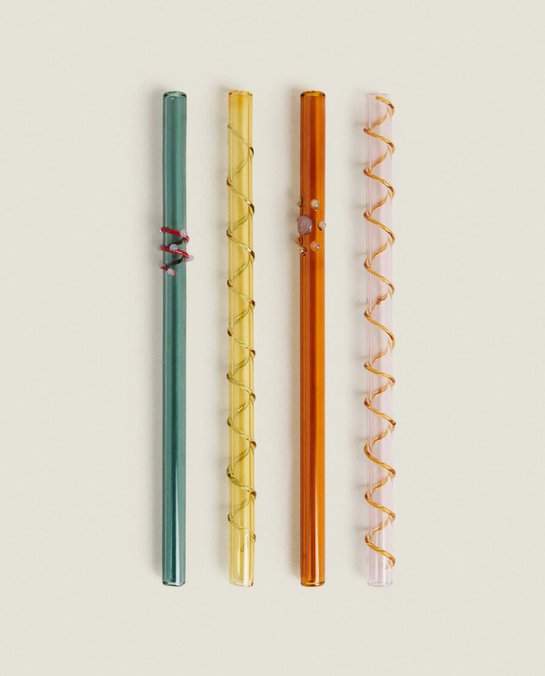 ZARA Home Set Of Borosilicate Glass Straws