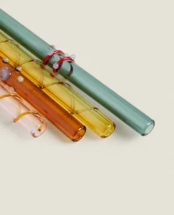 ZARA Home Set Of Borosilicate Glass Straws