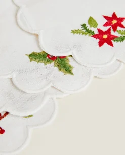 ZARA Home Set Of Embroidered Christmas Coasters