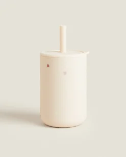 ZARA Home Silicone Heart Tumbler With Straw