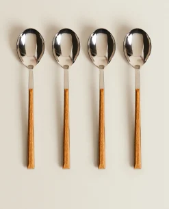 ZARA Home 4-Spoon Box With Wood Pattern Handles