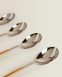 ZARA Home 4-Spoon Box With Wood Pattern Handles
