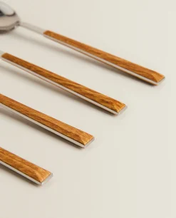 ZARA Home 4-Spoon Box With Wood Pattern Handles