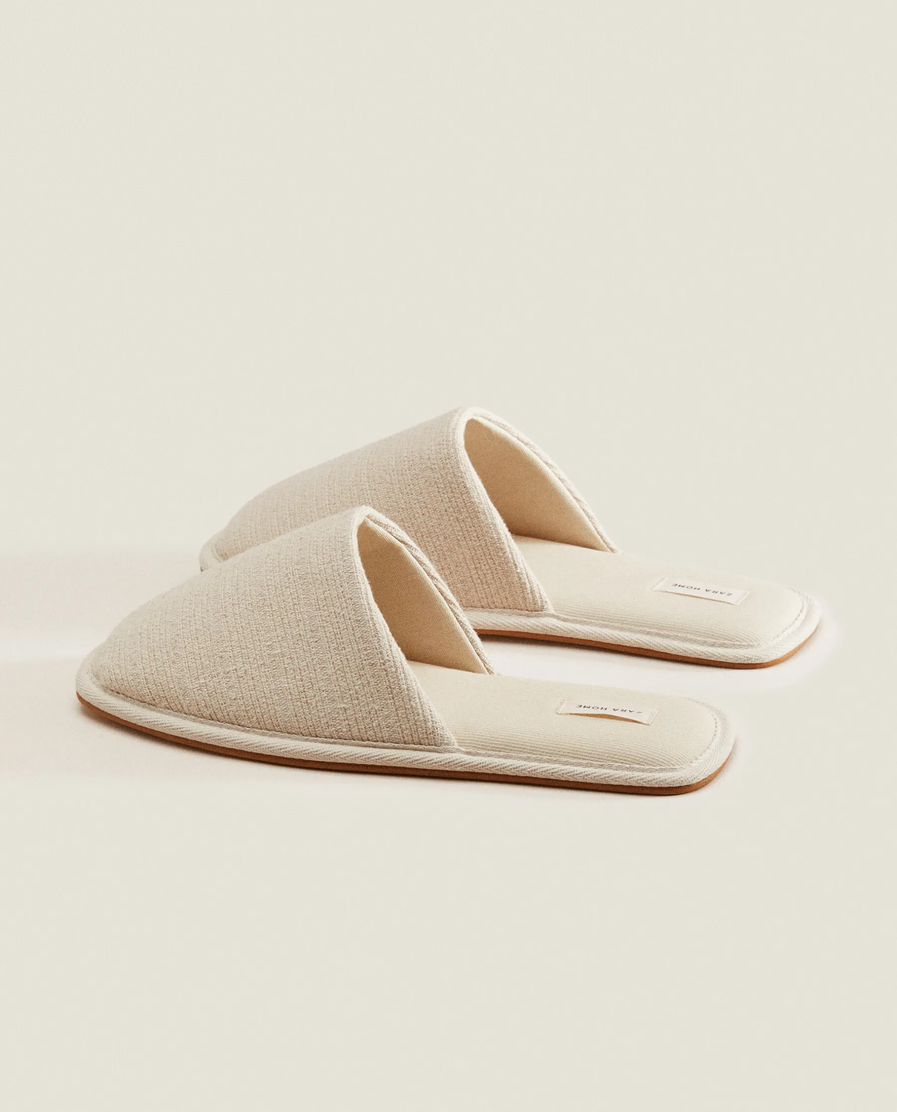 ZARA Home Square Toe Fabric Slippers