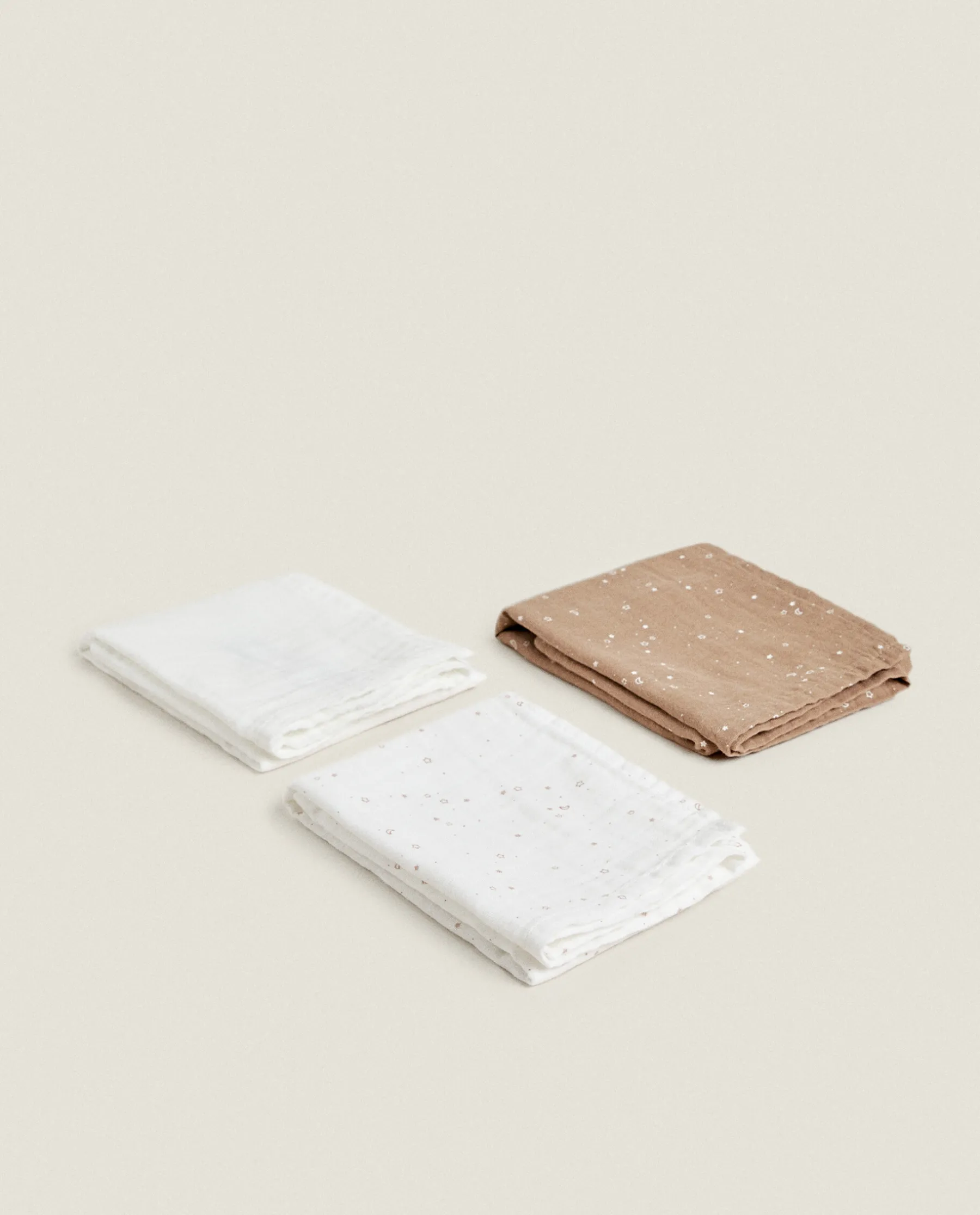 ZARA Home Star Print Muslin Cloths (Pack Of 3)
