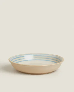 ZARA Home Stoneware Soup Plate With Lines