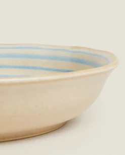 ZARA Home Stoneware Soup Plate With Lines
