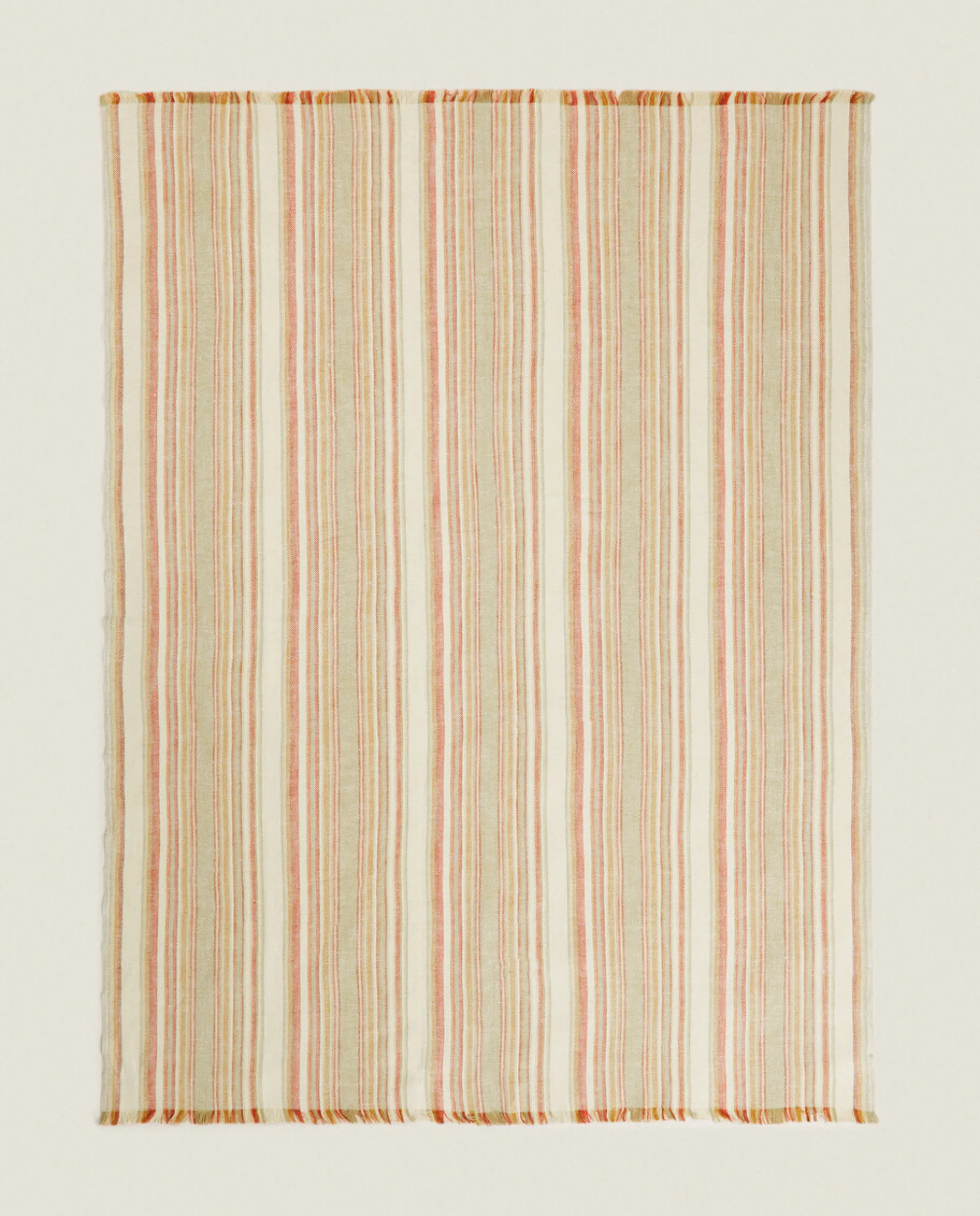 ZARA Home Striped Cotton And Linen Blanket