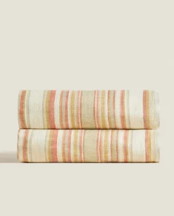 ZARA Home Striped Cotton And Linen Blanket