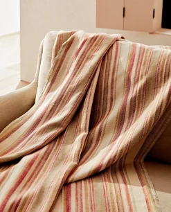 ZARA Home Striped Cotton And Linen Blanket