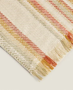 ZARA Home Striped Cotton And Linen Blanket