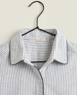 ZARA Home Striped Flannel Pajama Top