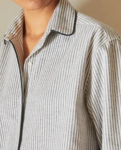 ZARA Home Striped Flannel Pajama Top