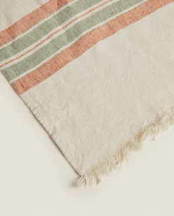 ZARA Home Striped Linen Blanket