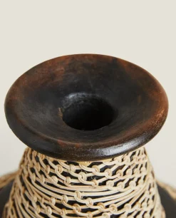 ZARA Home Terracotta And Rattan Vase