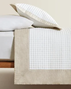 ZARA Home Textured Quilt With Linen Border