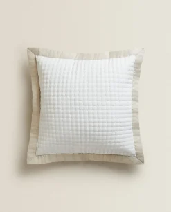 ZARA Home Textured Throw Pillow Cover With Linen Border