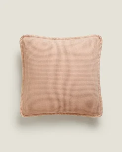 ZARA Home Textured Waffle-Knit Throw Pillow Cover