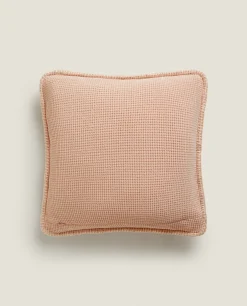 ZARA Home Textured Waffle-Knit Throw Pillow Cover