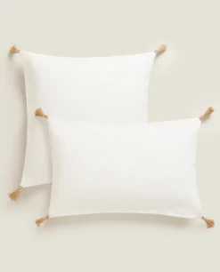 ZARA Home Throw Pillow Cover With Jute Tassels