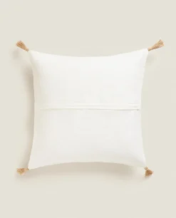 ZARA Home Throw Pillow Cover With Jute Tassels