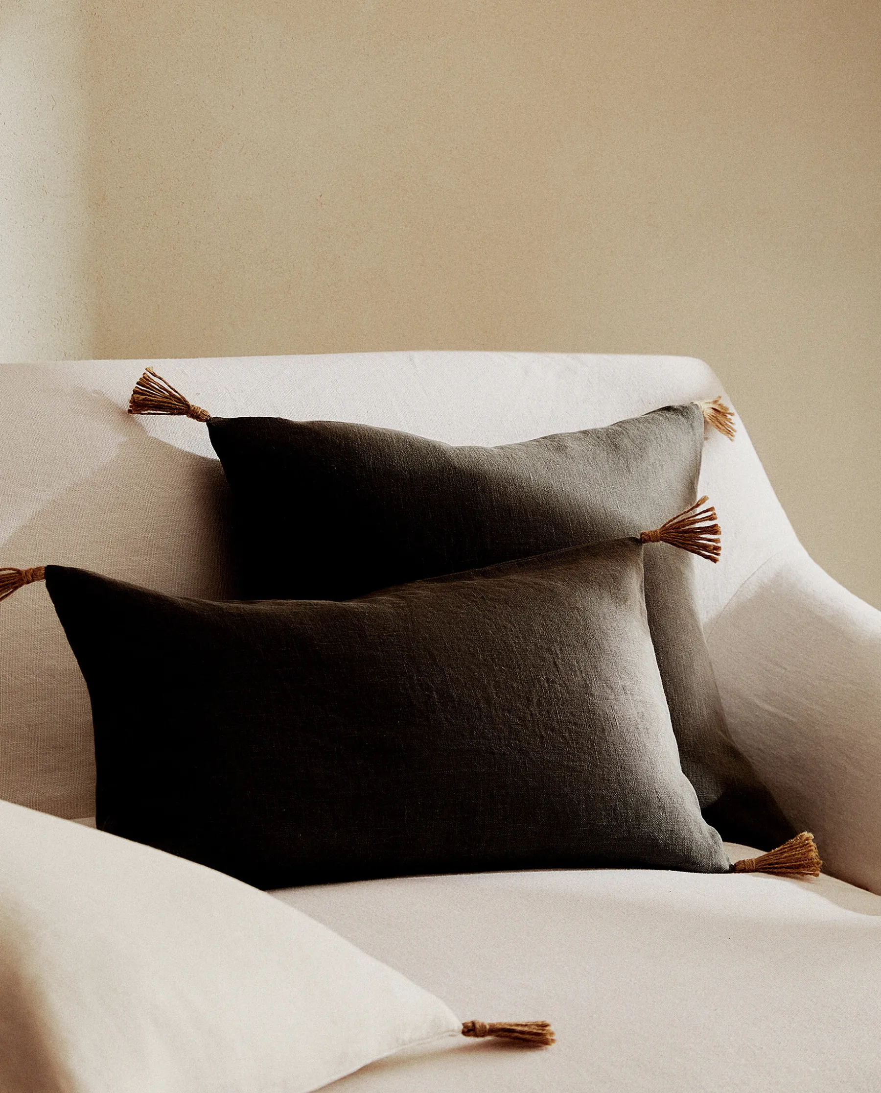 ZARA Home Throw Pillow Cover With Jute Tassels