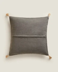 ZARA Home Throw Pillow Cover With Jute Tassels