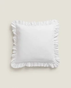 ZARA Home Throw Pillow Cover With Pleated Ruffle