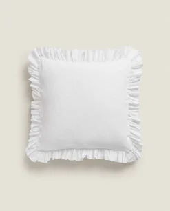 ZARA Home Throw Pillow Cover With Pleated Ruffle
